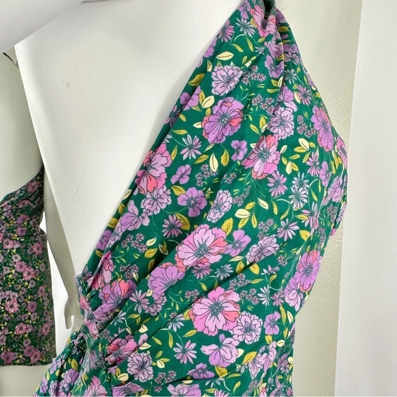 Free People Lyla Halter Tunic Top in Green Blossom Size Medium - Picture 5 of 10